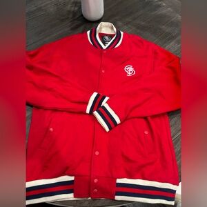Crooks & Castles Varsity Style Button Jacket red large